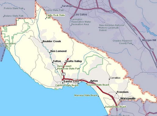 Map of Santa Cruz County